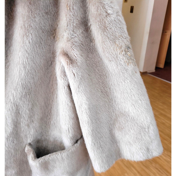 Vtg Brazotta Fur Collar Coat Tan 1950s Women’s M L Mad Men Classic Read 42" Long - Picture 8 of 15